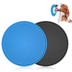 WHIPPY 2 Pack Lick Mat for Dogs/Cats, Slow Feeder Dog Peanut Butter Lick Pad with Strong Suction Relieve Anxiety Dog Distraction Lick Mat Bathing Grooming Training, Blue/Black