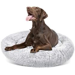 DELOMO Pet Bed for Extra Large Dog, Dog Furry Bed, Self-Warming Pet Cushion Bed, Raised Pet Bed for Dogs&Cats, Washable Pet Bed with 2 Cover for Cleaning, XL, 45×45 inches