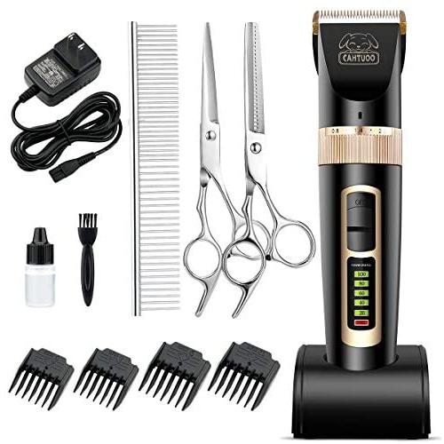 CAHTUOO Dog Clippers 2-Speed Heavy Duty Professional Pet Grooming Clippers Kit Rechargeable Cordless Quiet Pet Hair Shaver for Small and Large Dogs Cats and Other Pets