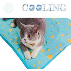 SEIS Dog Ice Pad Ice Silk Cats Kennel Mat Pet Cooling Pad Summer Cool Bamboo Mat Breathable Pad (Blue Fruit, M