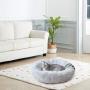 SUNSTYLE Soft Plush Round Pet Bed for Cats Or Small Dogs Cat Bed Self Warming Autumn Winter Indoor Sleeping Cozy Pet Bed for Small Dogs and Cats Donut Anti Slip Bottom (S(20''x20''), Gray)