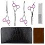 LILYS PET Professional PET Dog Grooming Scissors Suit,RED/Blue Ring, Cutting&Curved&Thinning Shears