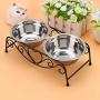 Raised Dog Bowls, Double Dog Bowls Cat Food Water Bowls Feeder Dishes Rack Stand Stainless Steel