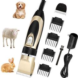 Electric Goat Clipper 12V High Power Dog Shaver Clipper for Grooming Thick Coat Low Noise Plug-in Pet Trimmer Grooming Clipper with 4 Guide Comb 1 Replacement Cutter Head 1 Cleaning Brush