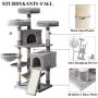 IBUYKE Cat Tree Tower Condo Cat Play Furniture with Sisal Scratching Posts Perches Houses Kitten Play House, Light Gray, UCT012021W