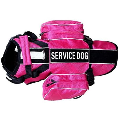 haoyueer Service Dog Backpack Harness Vest Removable Saddle Bags with Label Patches