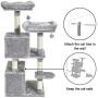 SUPERJARE 48 Inches Cat Tree Tower, Multi-Level Kitten Play House with Cozy Perches, Plush Condos and Sisal Scratching Posts