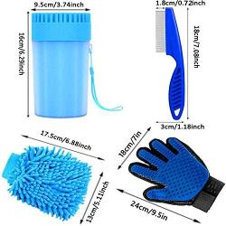 WinnowTe Portable Pet Cleaning Kit,pet Grooming Gloves,Dog Paw Cleaner Cup,pet Cleaning Brush Cup,pet Glove Hair Removal,flea Comb，Suitable for Pets Such As Cats and Dogs