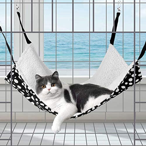 Lamoutor Pet Cage Hammock Soft Plush Pet Hanging Bed Winter Warm Cotton Rabbit Cat Rat Ferret Pet Hammock Bed for Cage