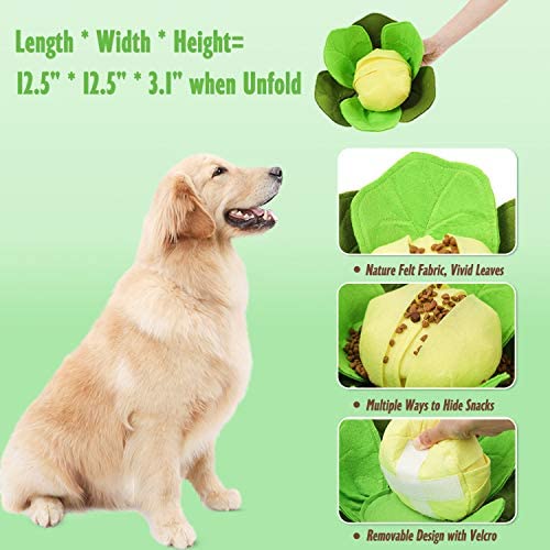 AOFITEE Dog Snuffle Mat Pet Feeding Mat Interactive Puzzle Toys, Cabbage Shaped Washable Puppy Training Mats, Encourages Natural Foraging Skills for Cat & Dog