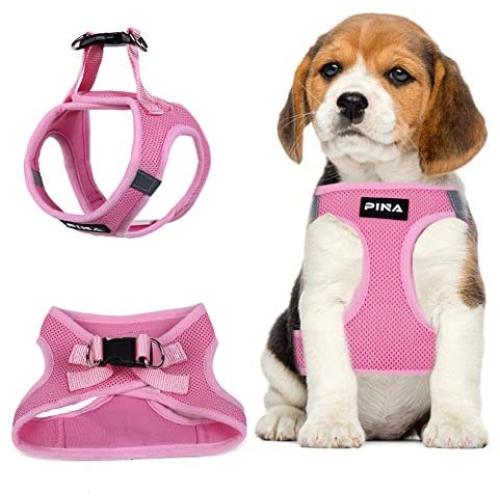 PINA Dog Harness, No-Pull Pet Harness with 2 Leash Clips, Adjustable Soft Padded Dog Vest, Reflective No-Choke Pet Oxford Vest with Easy Control Handle for Small Dog（Light Pink）