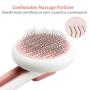 MOCSONE Cat Brush | Dog Brush Comb,Self Cleaning Slicker Brush for Dogs and Cats, Gently Pet Massage & Grooming Comb, One-click Painless Hair Remover Tool for Shedding(Pink)