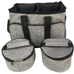 HonourHope Dog Travel Bag - Airline Approved Travel Set for Dogs, Puppy Cat Pet Tote Organizer with Multi-Function Pockets, Dog Food Container Bag and Dog Collapsible Bowl - Gray