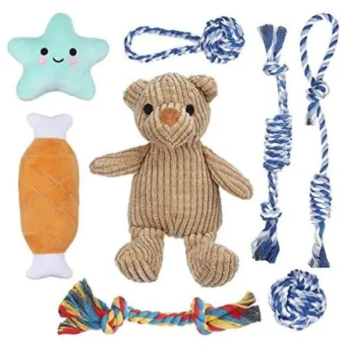 FOCUSPET Puppy Toys for Small Dog 8 Pack Puppy Teething Chew Toys Squeaky Dog Toys for Small Dog Durable Natural Cotton Pet Ropes Toys Small Dog Toys for Puppies Assorted Non-Toxic and Safe FOCUSPET Puppy Toys for Small Dog 8 Pack Puppy Teething Chew Toys Squeaky Dog Toys for Small Dog Durable Natural Cotton Pet Ropes Toys Small Dog Toys for Puppies Assorted Non-Toxic and Safe