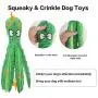 2 Pack Dog Squeaky Toys Octopus No Stuffing Crinkle Plush Dog Toys for Puppy Teething, Durable Interactive Dog Chew Toys for Small to Medium Dogs