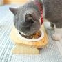 SAsagi Solid Pine Cat Bowl,Dog Cat Food Water Container Premium Double Feeder for Cats Dogs Pets