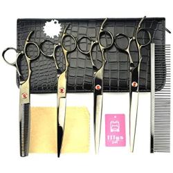LILYS PET 7.5'' high-end Left-Handed Professional PET Dog Grooming Scissors Suit Cutting&Curved&Thinning Shears