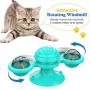 Pawaboo Windmill Cat Toy, Rotating Turntable Teasing Scratch Tickle Hair Brush Molar Massage Cat Toy, Funny Interactive Training Pet Play Ball Toy with Suction Cup Base for Cat Kitty Kitten