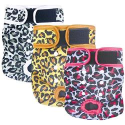 Leekalos Reusable Washable Dog Diapers Female (3 Pack) - Highly Absorbent Doggie Diapers - Size Adjustable Puppy Diapers for Dog Period Panties