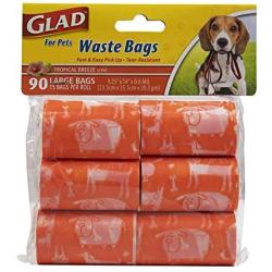Glad for Pets Extra Large Tropical Breeze Scented Dog Waste Bags Refills | Poop Bags For Dogs, 90 Count (FF8649)