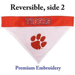 Pets First Collegiate Pet Accessories, Reversible Bandana, Clemson Tigers, Small/Medium