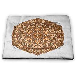 DayDayFun Tan and Brown Dog Mat Artistic Classical Flowers Pattern with Baroque Style Details and Retro Look Waterproof and Warm Pet Mattress Multicolor