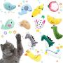 Sumind 13 Pieces Plush Catnip Toys Interactive Cat Toys Cat Chewing Toys Fruit Shape Cat Playing Toys Cartoon Cat Entertaining Toys for Pet Kitten Cat Playing Chewing Grinding Claw and Teeth Cleaning