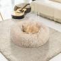 BAIXIXIG Soft Plush Round Donut Pet Bed is Suitable for Small and Medium Pets, Comfortable Luxury cat & Dog Bed，Non-Slip Bottom，23.6 Champagne Color