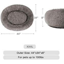 Calming Dog Bed Cat Bed Donut, Faux Fur Pet Bed Self-Warming Donut Cuddler, Comfortable Round Plush Dog Beds for Large Medium Dogs and Cats (24/32/36/44)