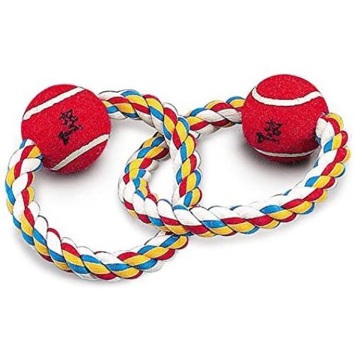 Zanies 14'' Twin-Loops Rope and Tennis Ball Dog Toys, with 2 Tennis Balls