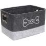 Geyecete Dog Toys Storage Bins Felt pet Baskets,Dog Toy Box Large with Designed Metal Bone-Shaped Handle,Organizer Storage Basket Stitching