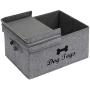 Large Canvas Dog Basket with lid 16.5''x12'' inch Storage for Dog Supplies - Perfect Puppy Storage bin for organizing Dog Doggie Toys and Accessories