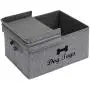Large Canvas Dog Basket with lid 16.5''x12'' inch Storage for Dog Supplies - Perfect Puppy Storage bin for organizing Dog Doggie Toys and Accessories