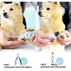 MIU COLOR Dog Nail Clippers Grinder Set, 2-Speed Rechargeable Pet Nail Trimmer Kit with LED Light, Painless Paws Grooming for Large Medium Small Dogs Cats Pets