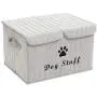 Brabtod Large Dog Toys Storage Box Canvas Storage Basket Bin Organizer with Lid - Idea for Collapsible Bin for Organizing Dog Cat Toys and Dog Stuff Brabtod Large Dog Toys Storage Box Canvas Storage Basket Bin Organizer with Lid - Idea for Collapsible Bin for Organizing Dog Cat Toys and Dog Stuff