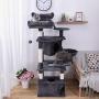 SUPERJARE Cat Tree Equipped with Spacious Perches & Plush Condos, Multi-Level Kitten Activity Tower with Scratching Posts & Basket Lounger