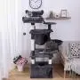 SUPERJARE Cat Tree Equipped with Spacious Perches & Plush Condos, Multi-Level Kitten Activity Tower with Scratching Posts & Basket Lounger SUPERJARE Cat Tree Equipped with Spacious Perches & Plush Condos, Multi-Level Kitten Activity Tower with Scratching Posts & Basket Lounger