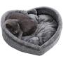Cat Bed - Heart Pet Bed for Cats or Small Dogs, Ultra Soft Short Plush, Anti-Slip Bottom, Washable High Resilience PP Cotton, Comfortable Self Warming Autumn Winter Indoor Sleeping Cozy Kitty Teddy