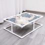 Reversible Elevated Cat Cot Bed, Winter Summer Dual-purpose Cat Hammock Puppy Nest Camping Bed, Striped Canvas & White Fleece, Portable Indoor/Outdoor Pet Lounge, Detachable Cover, Stable PVC Frame
