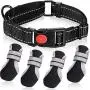 5 Pieces Pet Nightwalk Reflective Set Include Reflective Dog Collar with Safety Locking Buckle and Puppy Breathable Soft Nonslip Mesh Boots with Reflective Straps for Small Medium Large Pets 5 Pieces Pet Nightwalk Reflective Set Include Reflective Dog Collar with Safety Locking Buckle and Puppy Breathable Soft Nonslip Mesh Boots with Reflective Straps for Small Medium Large Pets