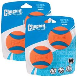 Chuckit Ball Ultra Ball Medium 4-Pack (2 x 2-Pack), Dog Fetch Toy