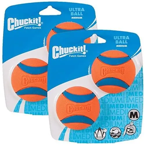 Chuckit Ball Ultra Ball Medium 4-Pack (2 x 2-Pack), Dog Fetch Toy Chuckit Ball Ultra Ball Medium 4-Pack (2 x 2-Pack), Dog Fetch Toy