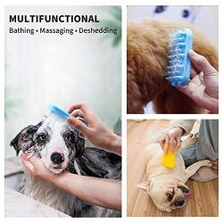 Aufew Dog Grooming Deshedding Brush, Pet Bathing Shampoo Brush for Dogs and Cats, Double Sided Silicone Hair Shedding Brushes for Pets with Short or Long Hair (Blue)