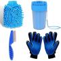 WinnowTe Portable Pet Cleaning Kit,pet Grooming Gloves,Dog Paw Cleaner Cup,pet Cleaning Brush Cup,pet Glove Hair Removal,flea Comb，Suitable for Pets Such As Cats and Dogs
