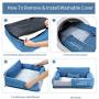 Kimpets Washable Dog Beds for Medium Dogs, Medium Dog Bed with Removable Cover, Cozy Dog Couch Bed, Calming Dog Bed for Medium Dogs with PV Fabric, Plush Dog Bed for Dog, Dog Sofa with No-Slip Bottom