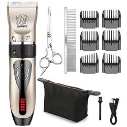 Yabife Dog Clippers, USB Rechargeable Cordless Dog Grooming Kit, Electric Pets Hair Trimmers Shaver Shears for Dogs and Cats, Quiet, Washable, with LED Display