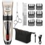 Yabife Dog Clippers, USB Rechargeable Cordless Dog Grooming Kit, Electric Pets Hair Trimmers Shaver Shears for Dogs and Cats, Quiet, Washable, with LED Display
