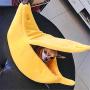 Sikye Novelty Pet House,Small Pet Bed Banana Shape Warm Soft Cloth Breathable Bed Mini Cat Nest (S, Yellow)