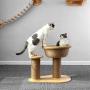 Small Cat Tree, Cat Tower, Sisal Scratching Post, Pet Activity Center, with Platform and Sleep Basket, Sturdy Wooden Base Board