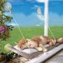 PETPAWJOY Cat Bed, Cat Window Perch Window Seat Suction Cups Space Saving Cat Hammock Pet Resting Seat Safety Cat Shelves - Providing All Around 360° Sunbath for Cats Weightedup to 30lb